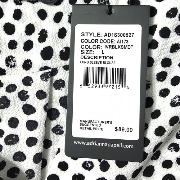 NWT Adrianna Papell Printed Crepe Popover Blouse L - Picture 10 of 11